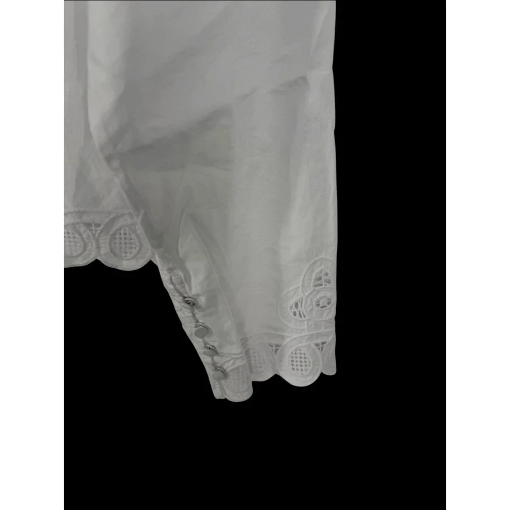 Madewell Embroidered Puff-Sleeve Top in Poplin White Small NEW